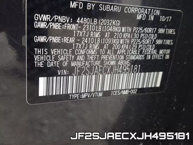 JF2SJAECXJH495181 фото 2