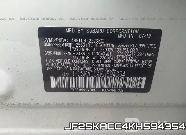 JF2SKACC4KH594354 фото 10