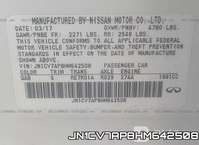 JN1CV7AP8HM642508 фото 10