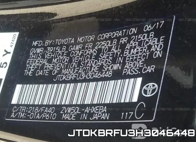 JTDKBRFU3H3046448 фото 10