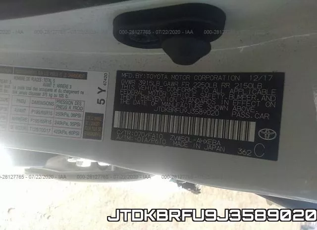 JTDKBRFU9J3589020 фото 10