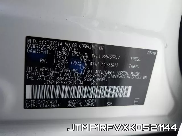JTMP1RFVXKD521144 фото 2