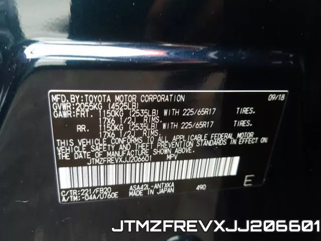 JTMZFREVXJJ206601 фото 2
