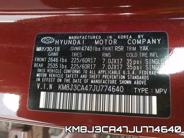 KM8J3CA47JU774640 фото 2