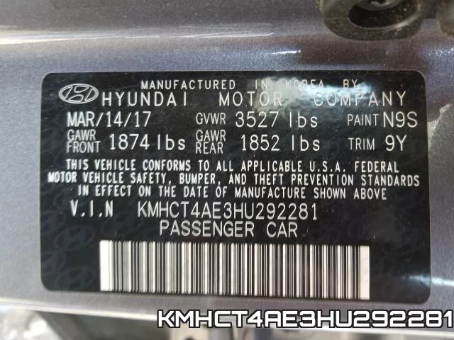 KMHCT4AE3HU292281 фото 2