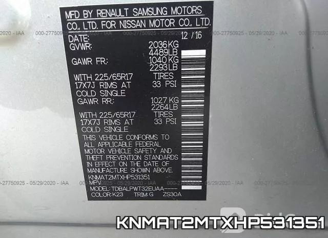 KNMAT2MTXHP531351 фото 10