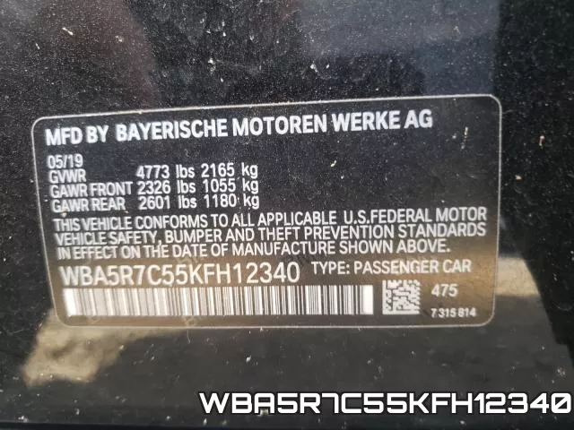WBA5R7C55KFH12340 фото 2