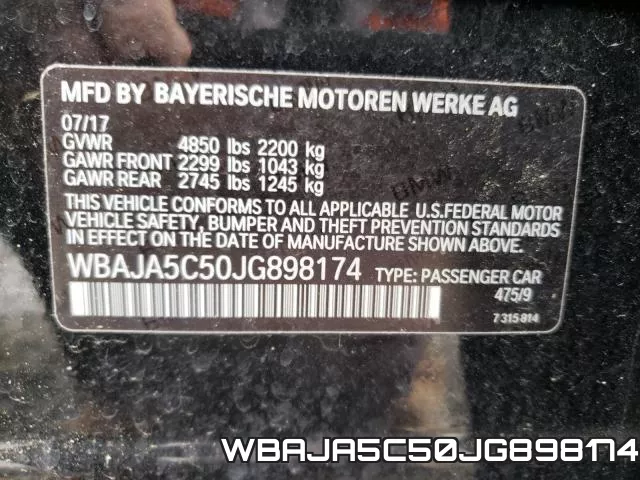 WBAJA5C50JG898174 фото 2