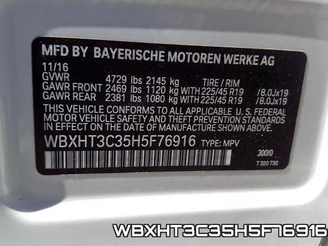 WBXHT3C35H5F76916 фото 2