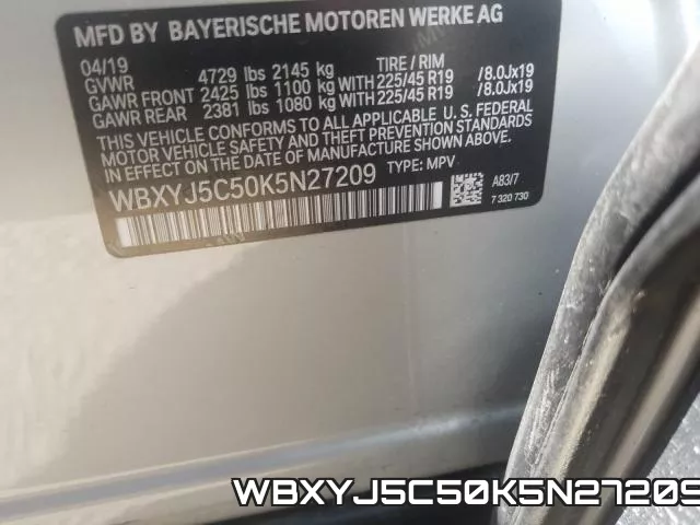 WBXYJ5C50K5N27209 фото 2