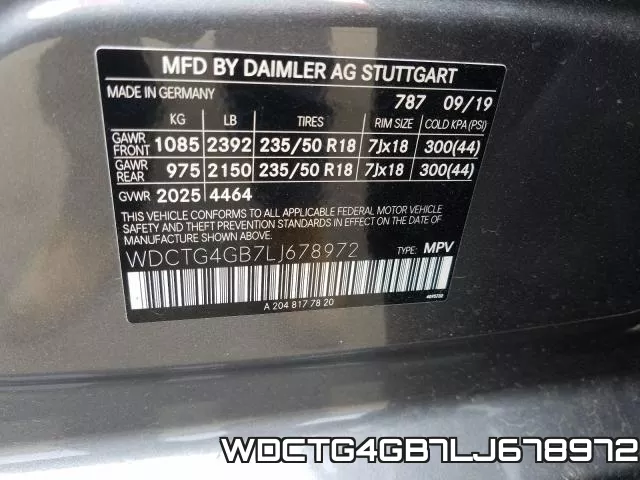 WDCTG4GB7LJ678972 фото 2
