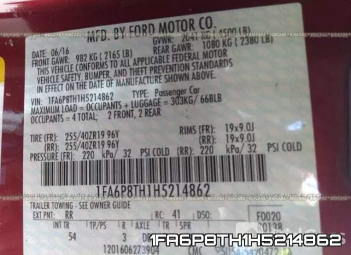 1FA6P8TH1H5214862 фото 10