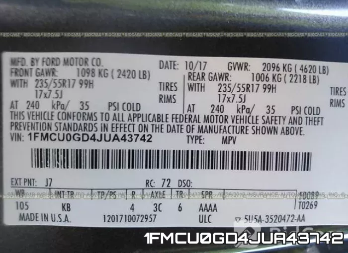 1FMCU0GD4JUA43742 фото 10