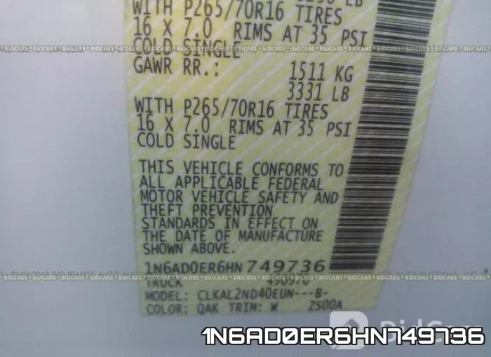 1N6AD0ER6HN749736 фото 10