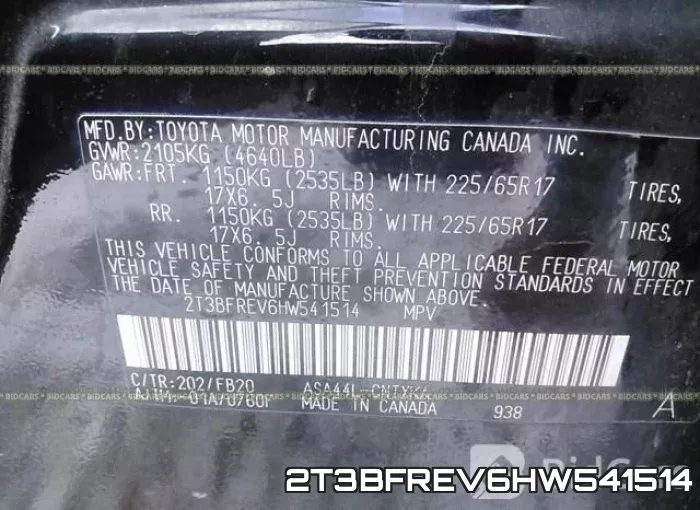 2T3BFREV6HW541514 фото 10