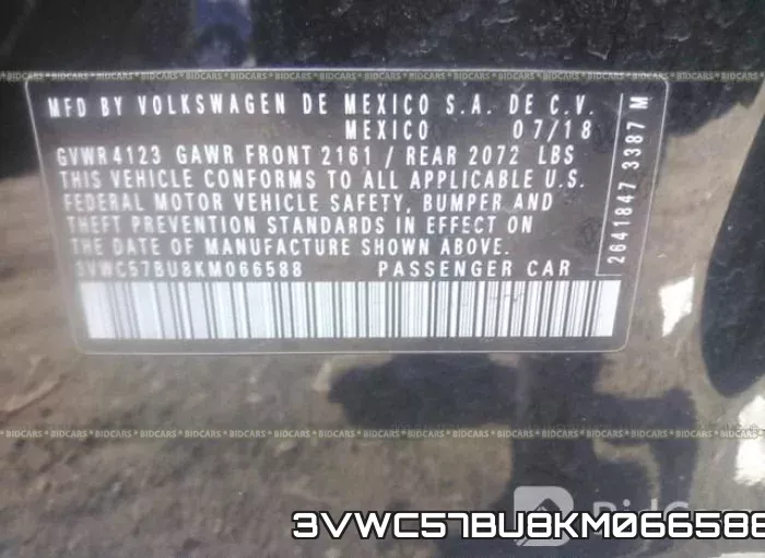 3VWC57BU8KM066588 фото 10