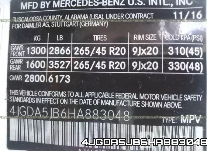 4JGDA5JB6HA883048 фото 10