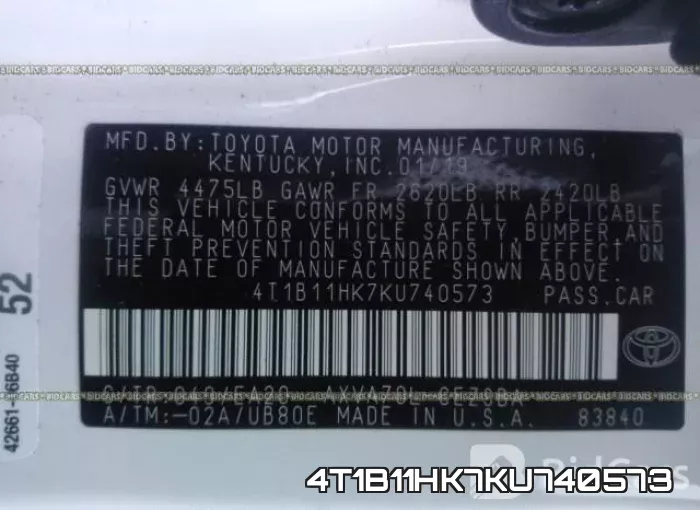 4T1B11HK7KU740573 фото 10