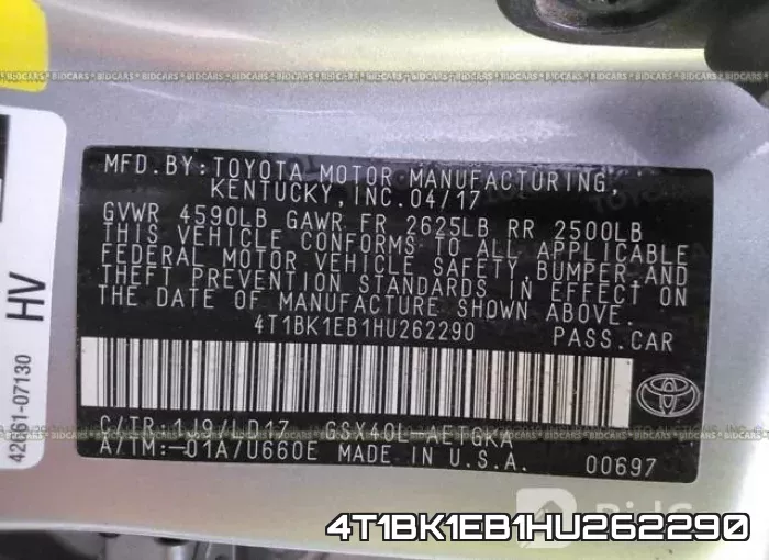 4T1BK1EB1HU262290 фото 10