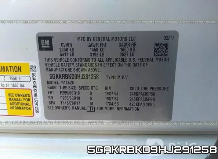 5GAKRBKD9HJ291258 фото 10