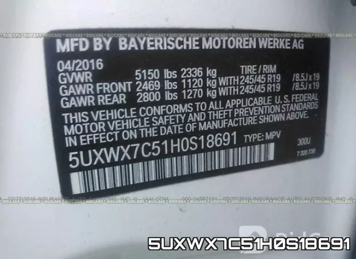 5UXWX7C51H0S18691 фото 10