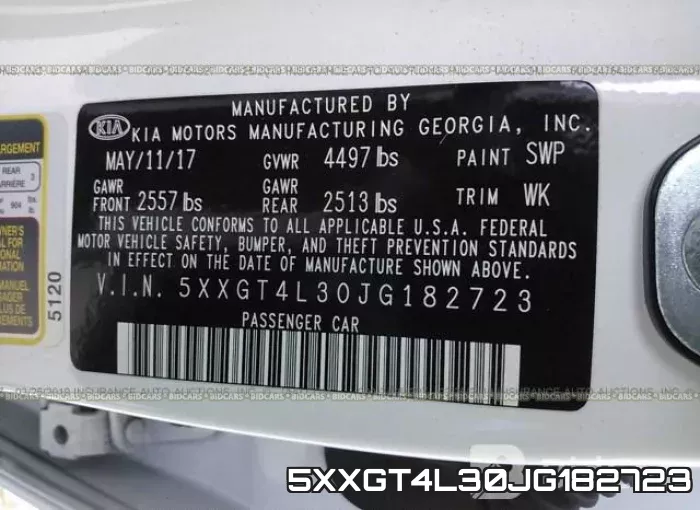 5XXGT4L30JG182723 фото 10