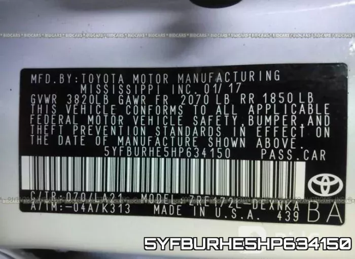5YFBURHE5HP634150 фото 10