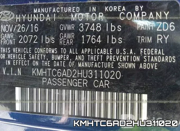 KMHTC6AD2HU311020 фото 10