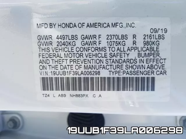 19UUB1F39LA006298 фото 2
