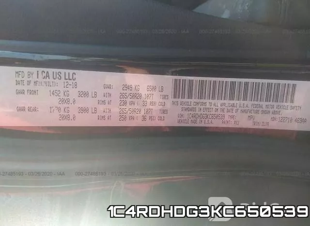 1C4RDHDG3KC650539 фото 10