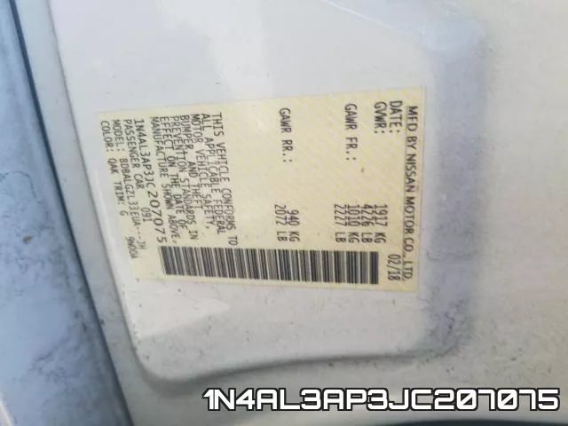 1N4AL3AP3JC207075 фото 2