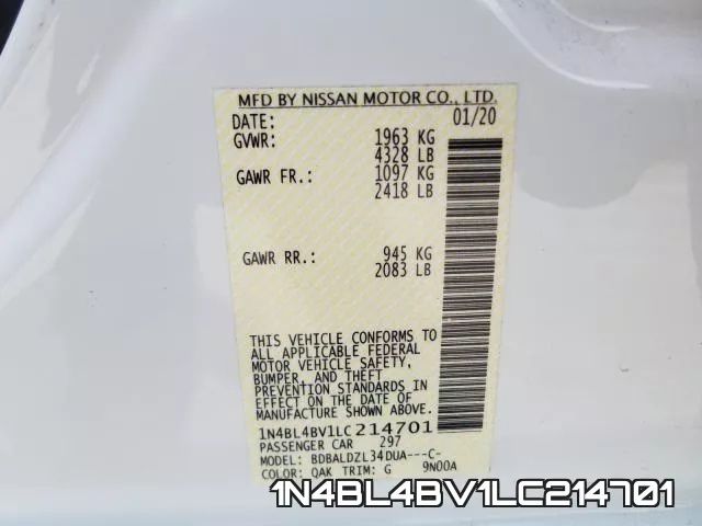 1N4BL4BV1LC214701 фото 2