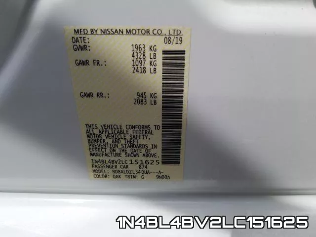1N4BL4BV2LC151625 фото 2