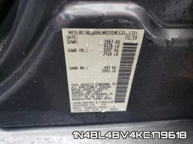 1N4BL4BV4KC179618 фото 2