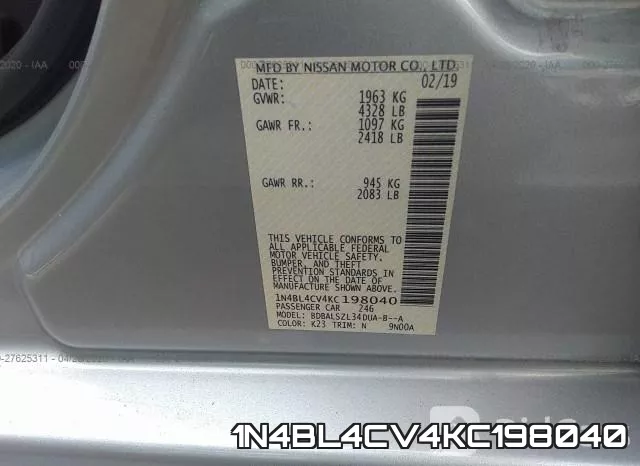 1N4BL4CV4KC198040 фото 10