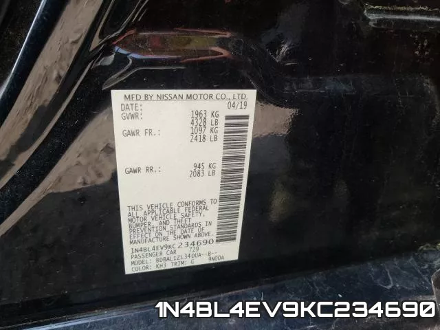 1N4BL4EV9KC234690 фото 2