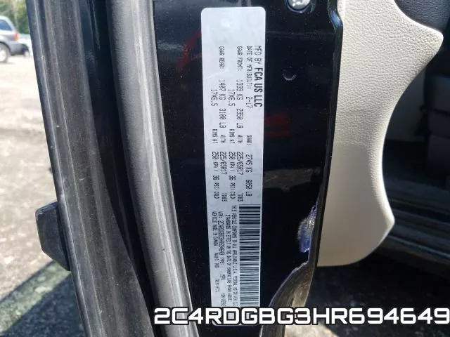 2C4RDGBG3HR694649 фото 2