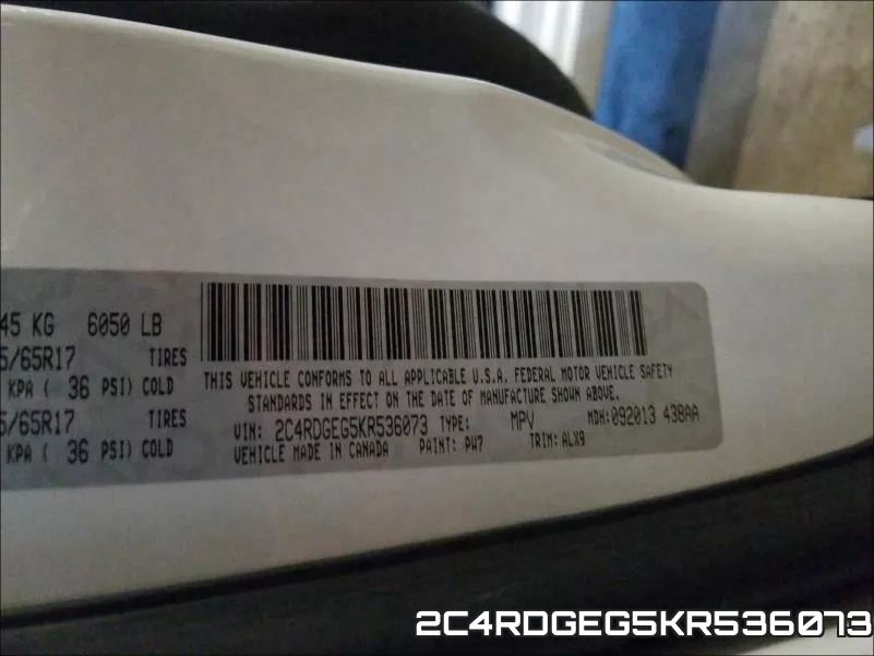 2C4RDGEG5KR536073 фото 2