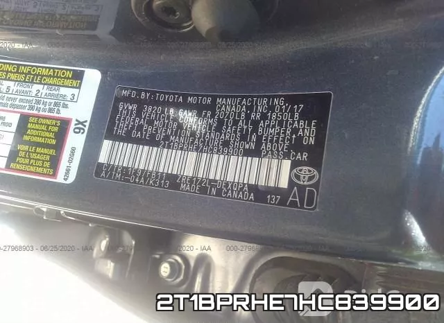 2T1BPRHE7HC839900 фото 10