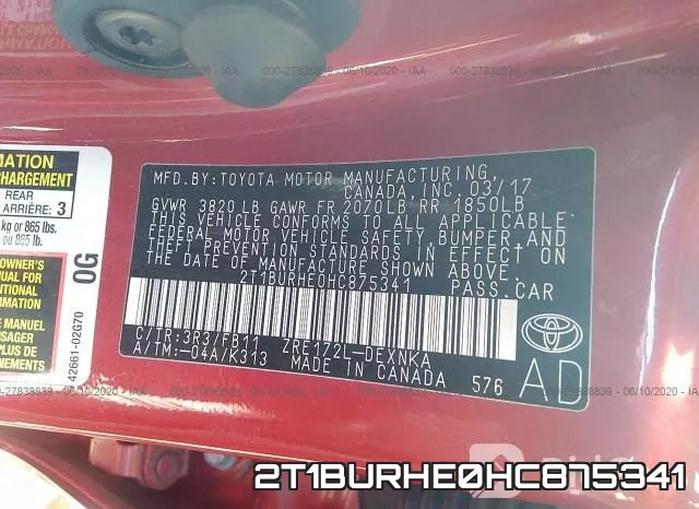 2T1BURHE0HC875341 фото 10