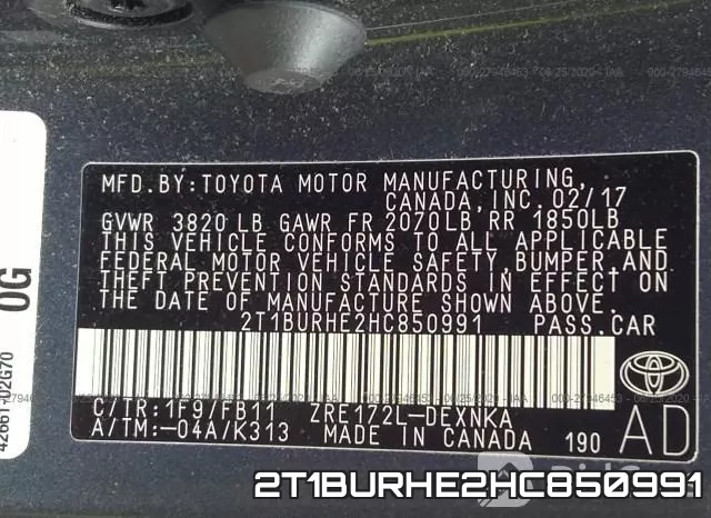 2T1BURHE2HC850991 фото 10
