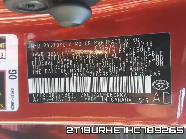 2T1BURHE7HC789265 фото 2