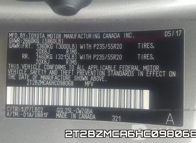 2T2BZMCA6HC098068 фото 10