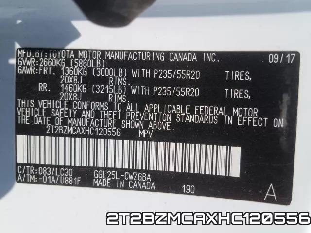 2T2BZMCAXHC120556 фото 2