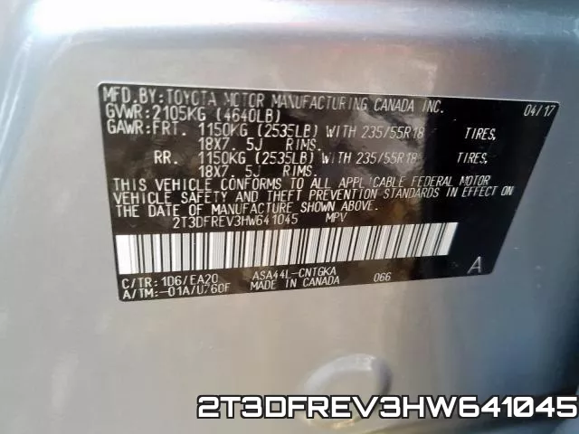 2T3DFREV3HW641045 фото 2