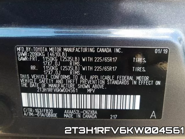 2T3H1RFV6KW004561 фото 2