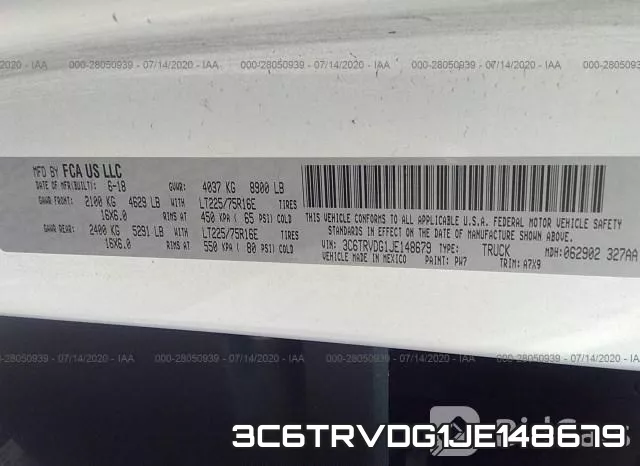 3C6TRVDG1JE148679 фото 10