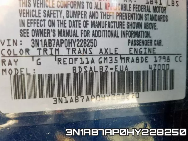 3N1AB7AP0HY228250 фото 2