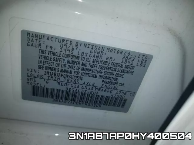3N1AB7AP0HY400504 фото 2