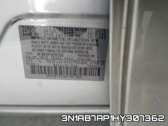 3N1AB7AP1HY307362 фото 2